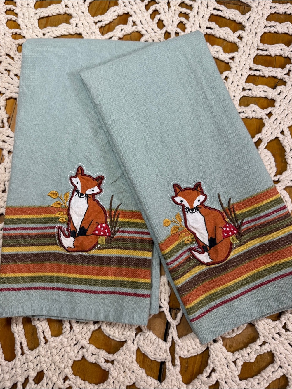 Kay Dee Designs Fox Mushroom Fall Kitchen Towels Set of 2 Cotton Autumn